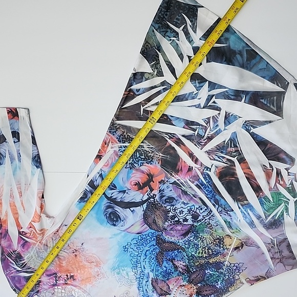 Xception Tunic Dress White Multi Colour Crochet Back Rhinestone Lightweight Sz S - Picture 14 of 15